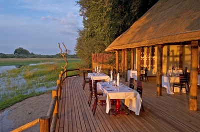 Dining area and view at Chief's Camp, Botswana
