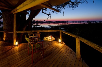 Evening view at Xigera from your private deck, Botswana