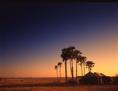 Jack's Camp at sunset, Makgadikgadi, Botswana