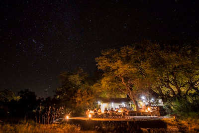 RAW Botswana Camp at night.