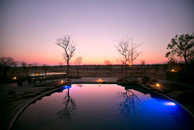 View of the swimming pool at sunset, Wildtracks Safari Lodge