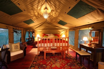Elephant Valley Lodge interior of guest tent