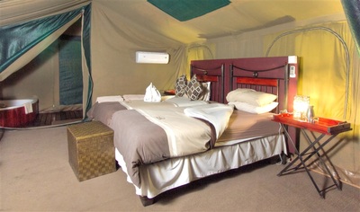 Camp Savuti interior of guest tent