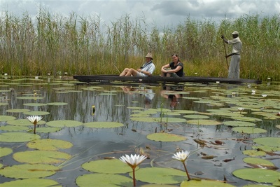 Enjoying a mokoro excursion in the Okavango Delta