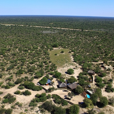 Aerial view of Haina Kalahari Lodge, Botswana