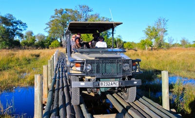 Crossing a Botswana bridge on your northern Highlights Safari