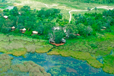 Aerial view of Baines' Camp, Okavango Delta