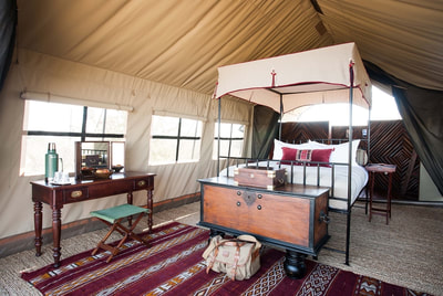 Camp Kalahari guest tent interior