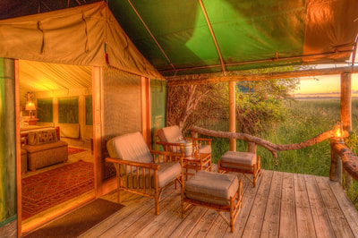 Camp Xakanaxa view of tent and private veranda