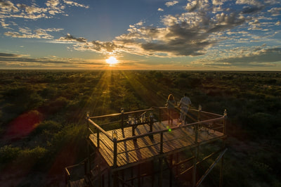 View from the look out deck at Dinaka Safari Lodge, Kalahari, Botswana