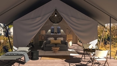 Gomoti Plains Camp guest tent interior