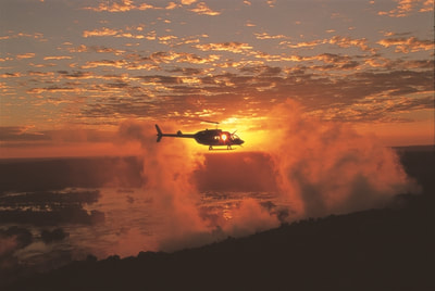 Helicopter flight over the Victoria Falls