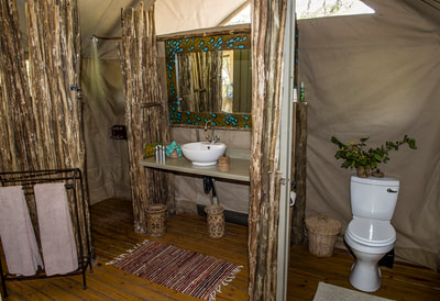 Hyena Pan Camp guest tent bathroom