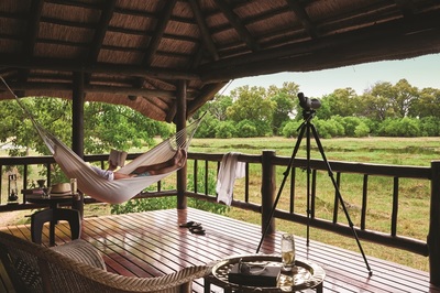 Khwai River Lodge private deck with hammock