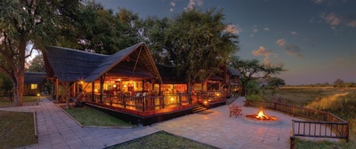 Khwai River Lodge main area in the evening