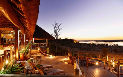 Main deck area and view of Chobe, Ngoma Safari Lodge