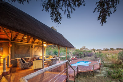 View from main area to the pool at Rra Dinare, Botswana