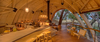 Interior of lounge area at Sandibe Safari Lodge