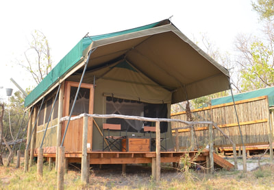 Tent exterior at Sango Safari Camp, Moremi Game Reserve