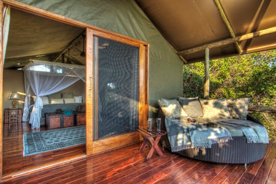 Private deck and tent entrance, Shinde, Okavango Delta