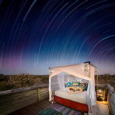 Skybeds view at night, Khwai Private Reserve, Botswana