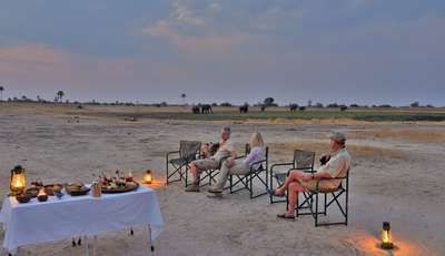 Sunset drinks, and elephant sighting, northern Chobe